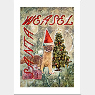 Santa Wiesel Christmas tree gift Posters and Art